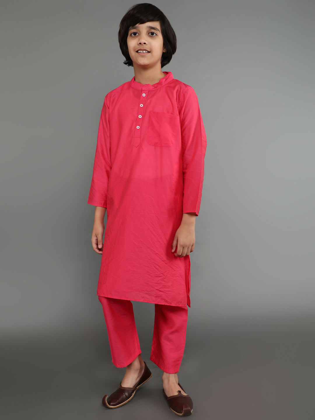 Pink Kurta Pyjama With Nehru Jacket