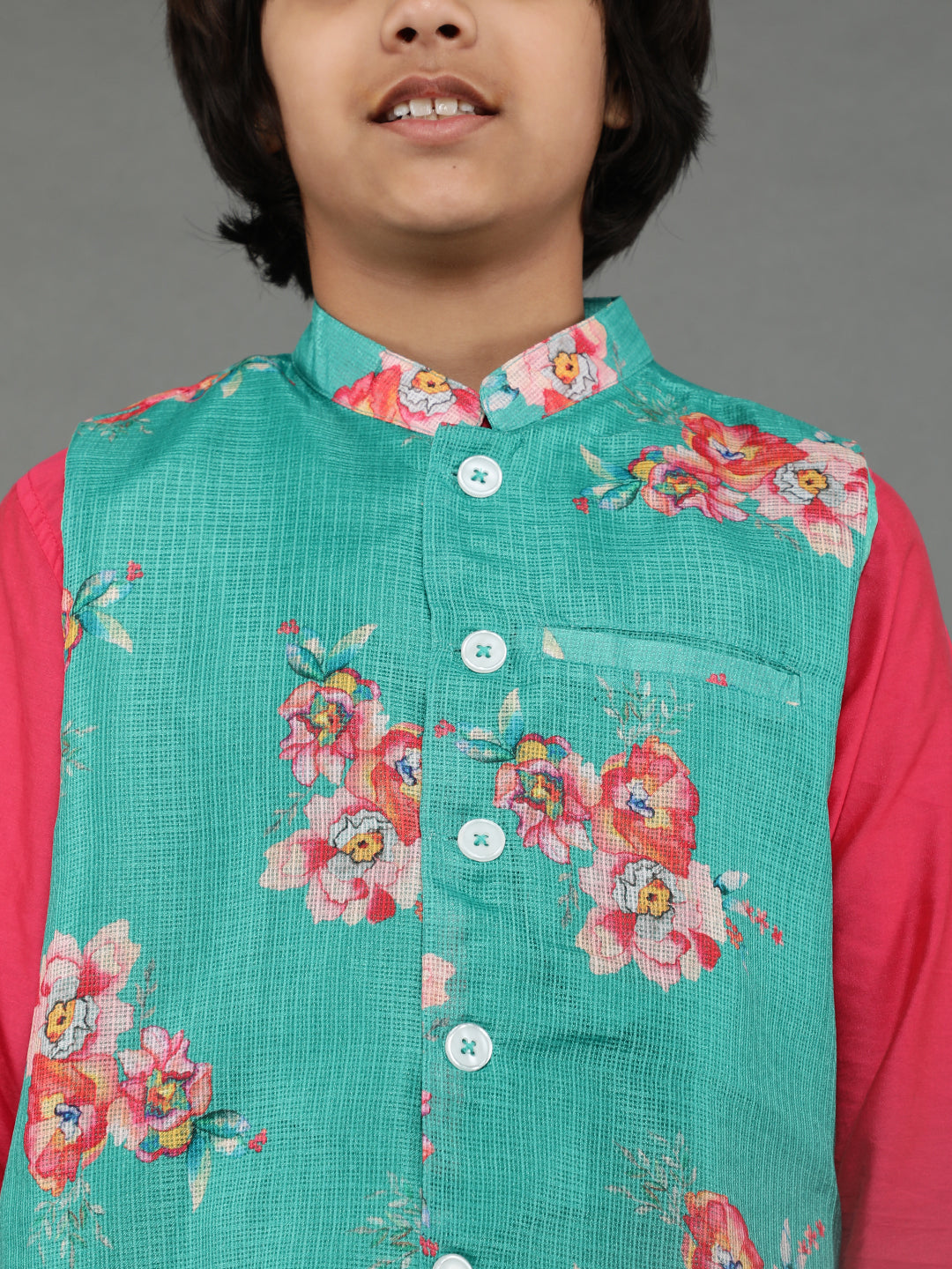 Pink Kurta Pyjama With Nehru Jacket