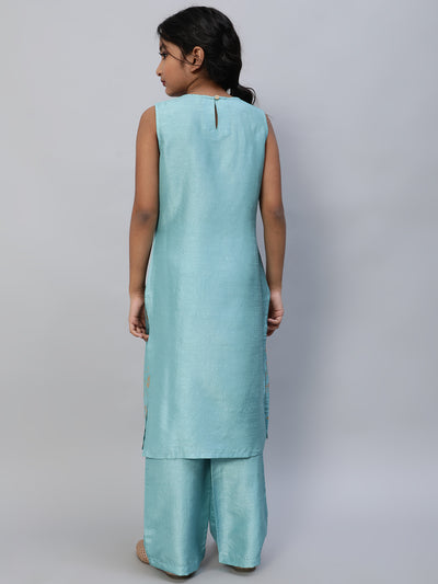 Blue Foil Printed Kurta With Palazzo