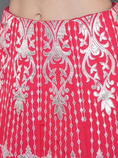 Pink Foil Printed Lehenga Choli With Dupatta