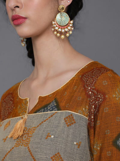 Mustard Gold Printed Kurta With Palazzo