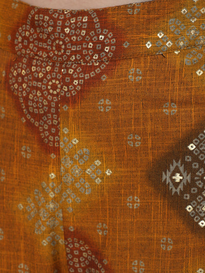 Mustard Gold Printed Kurta With Palazzo