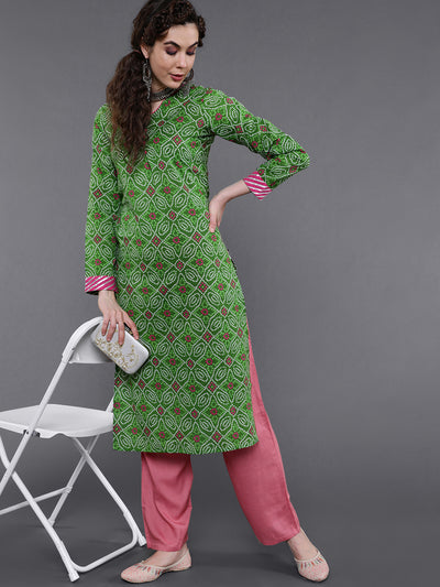 Green Bandhani Print Kurta