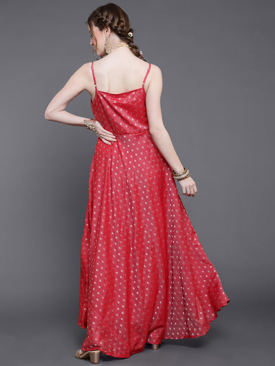 Red Boota Chanderi Maxi Dress