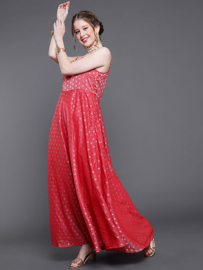 Red Boota Chanderi Maxi Dress