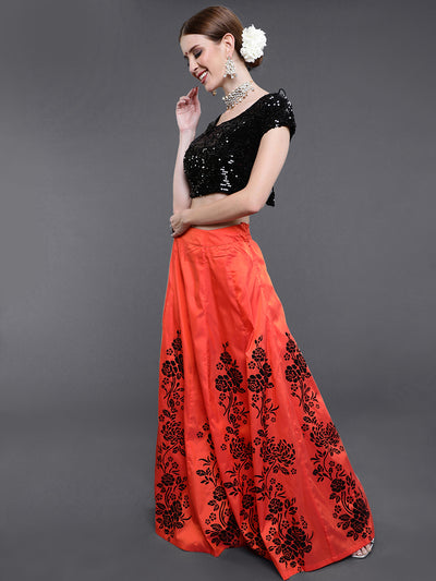 Orange Lehenga Choli With Dupatta