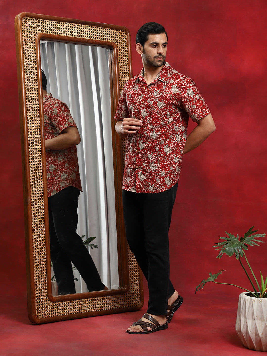 Maroon Floral Print Shirt