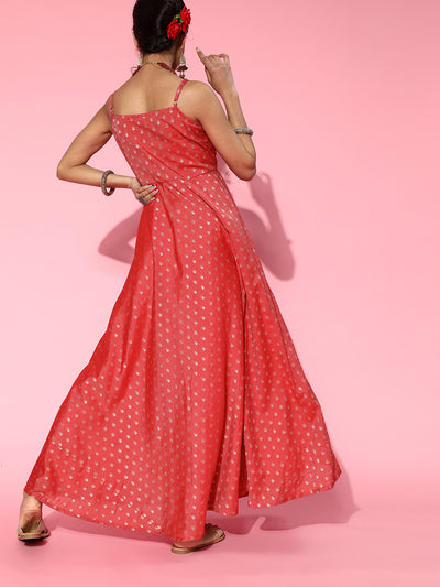 Red Boota Chanderi Maxi Dress