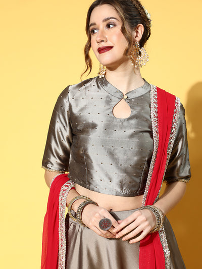 Grey Lehenga Choli With Dupatta