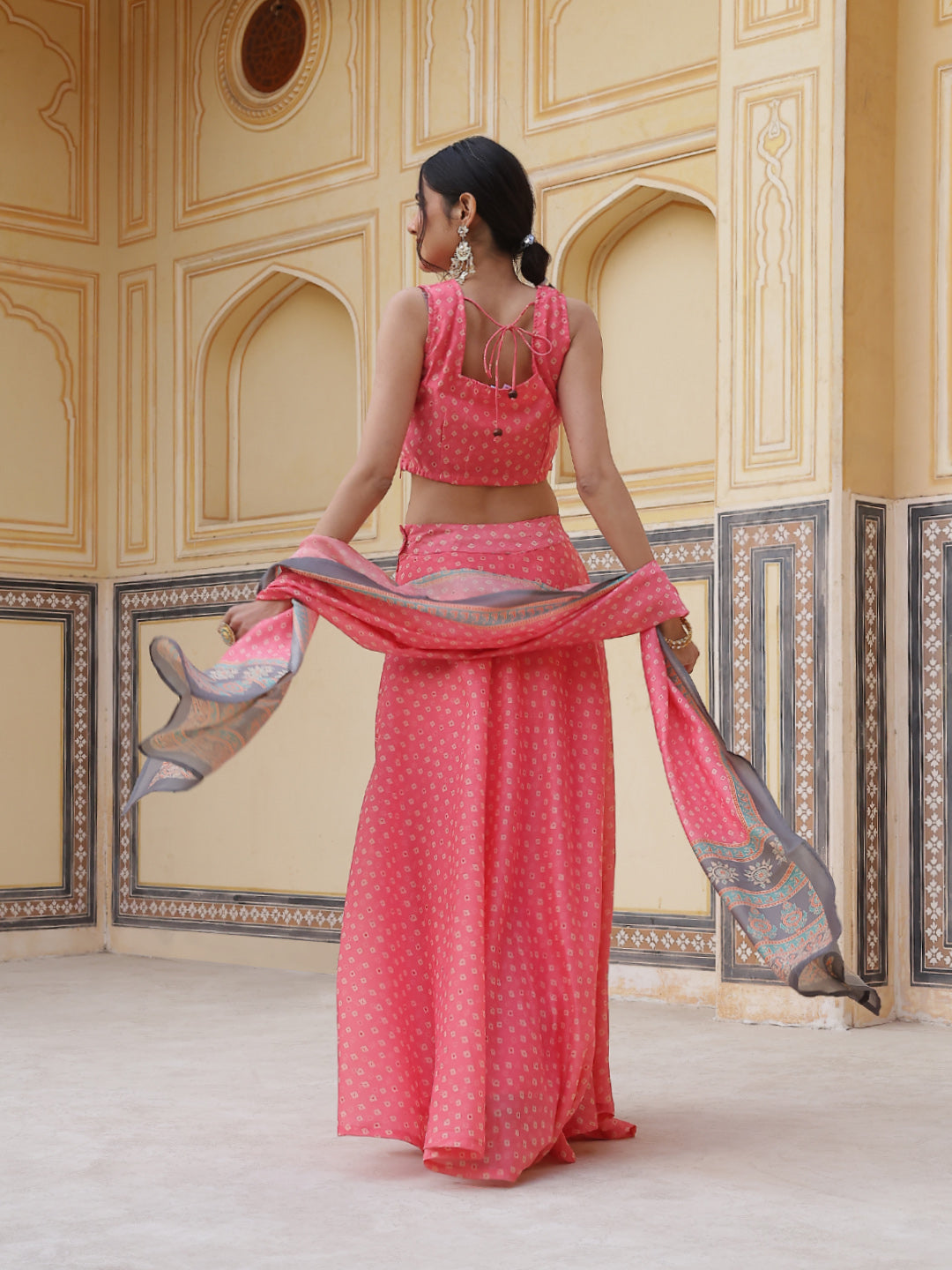 Pink Printed Lehenga Choli With Dupatta