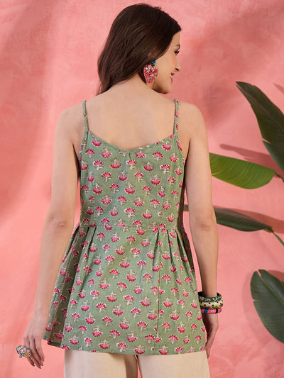 Pastel Green Floral Print Top
