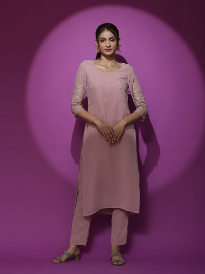 Pink Embroidered Kurta