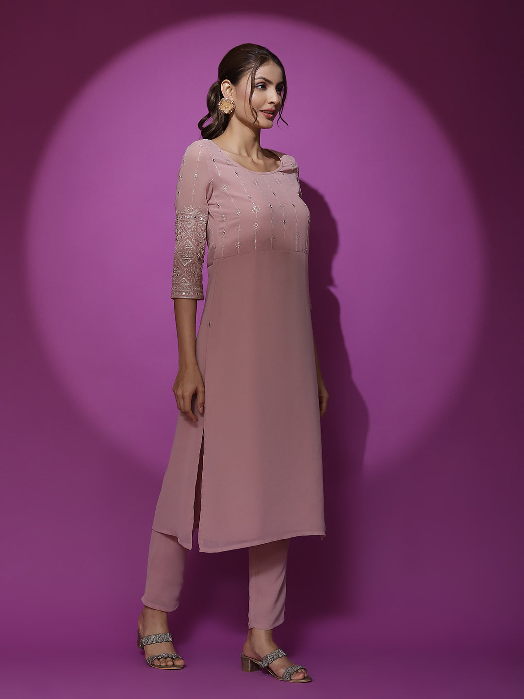 Pink Embroidered Kurta