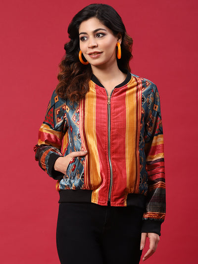 Multicolor Printed Velvet Jacket