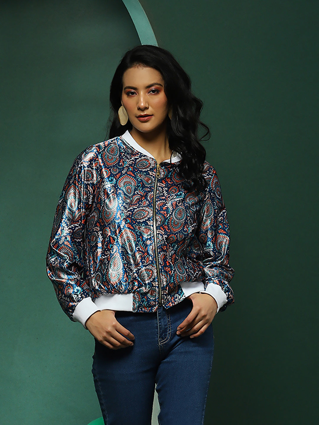 Blue Ethnic Motifs Jacket