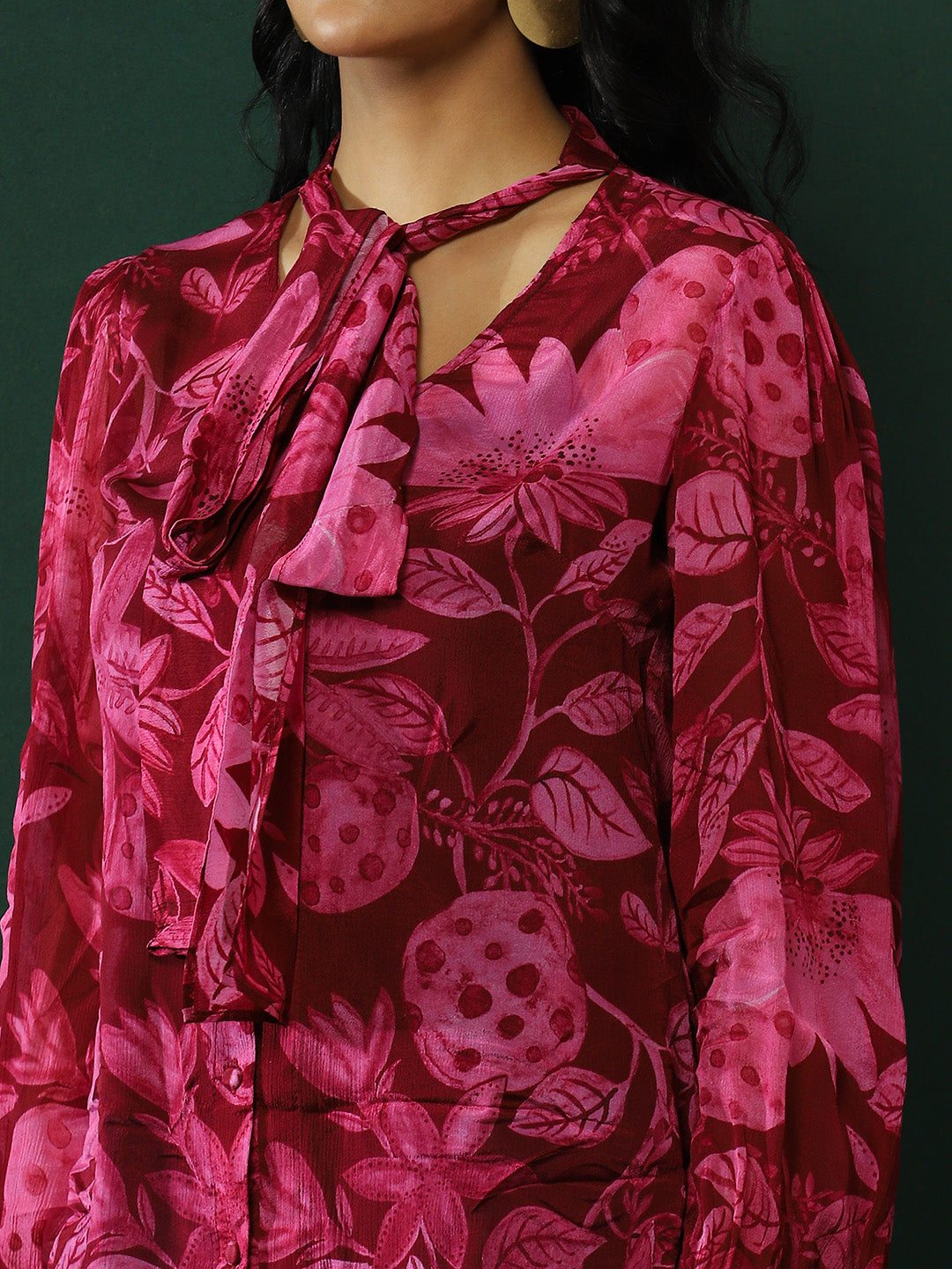 Burgundy Floral Print Shirt