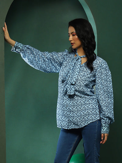 Blue Ethnic Motifs Shirt