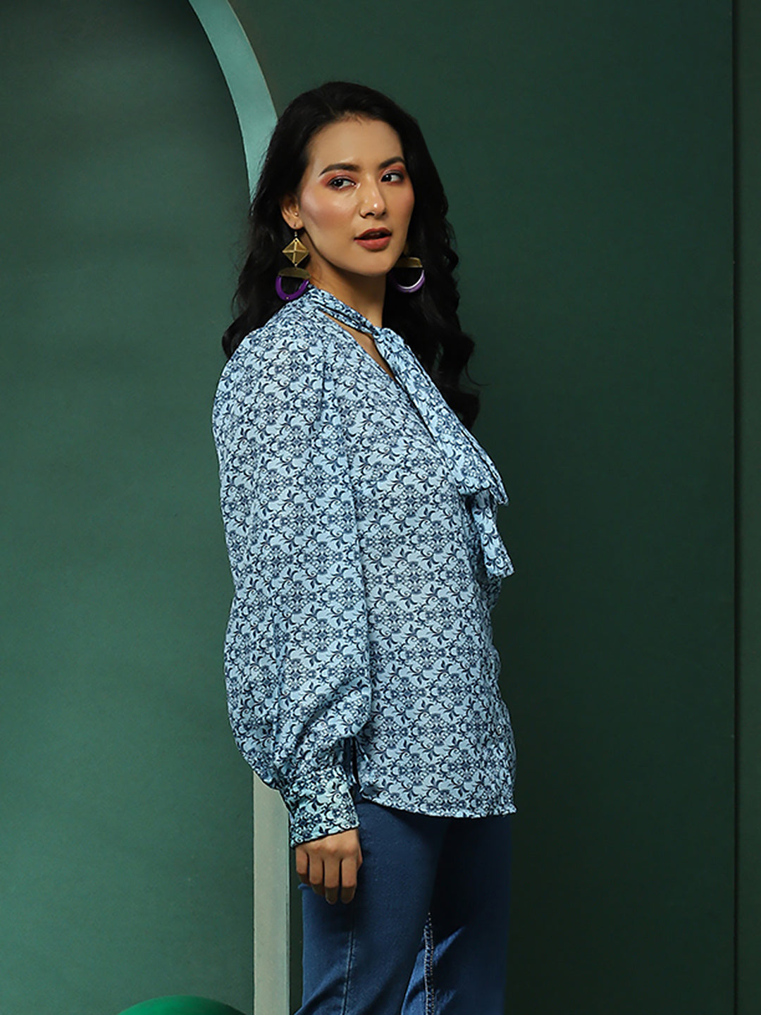 Blue Ethnic Motifs Shirt