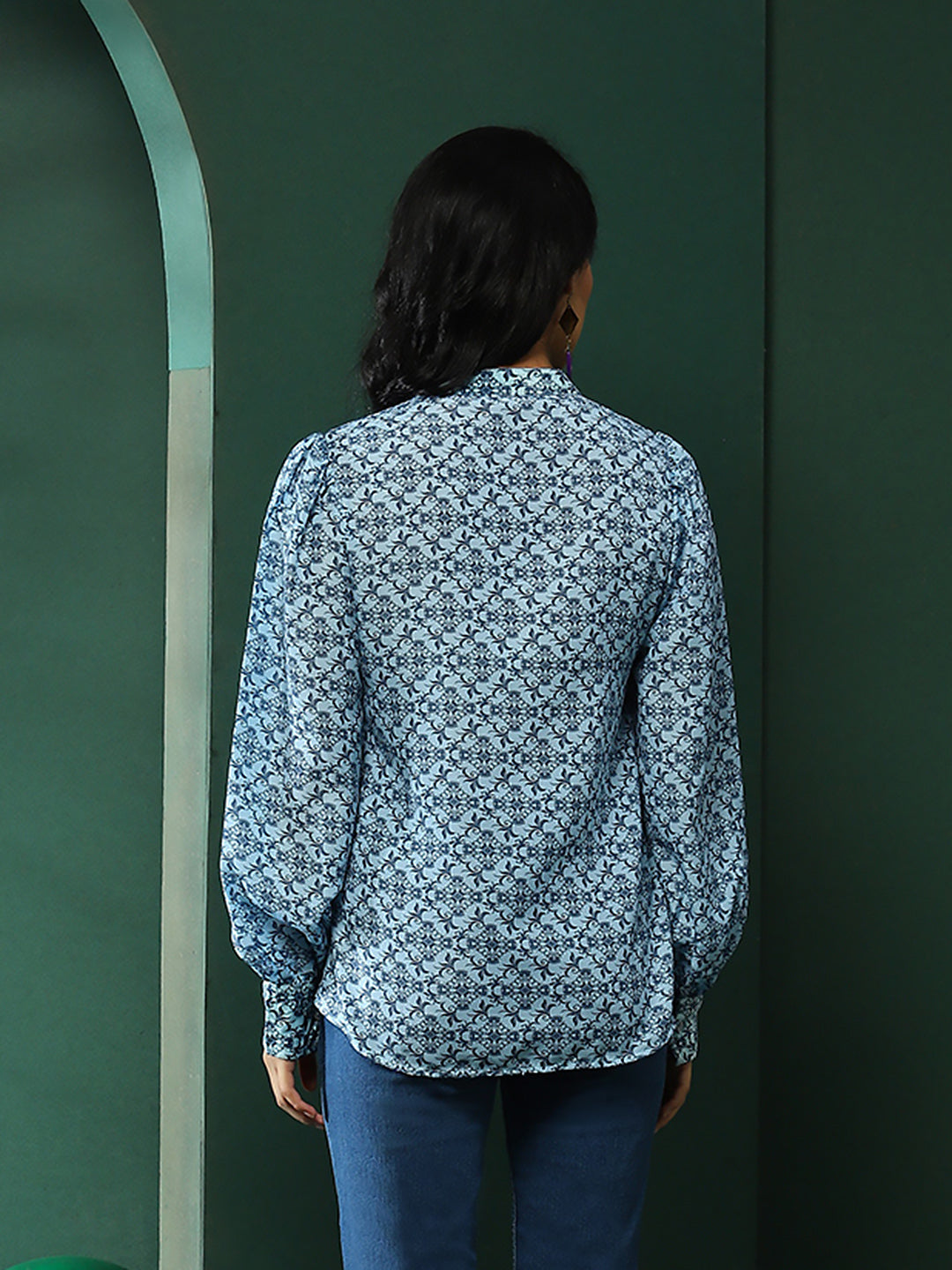 Blue Ethnic Motifs Shirt