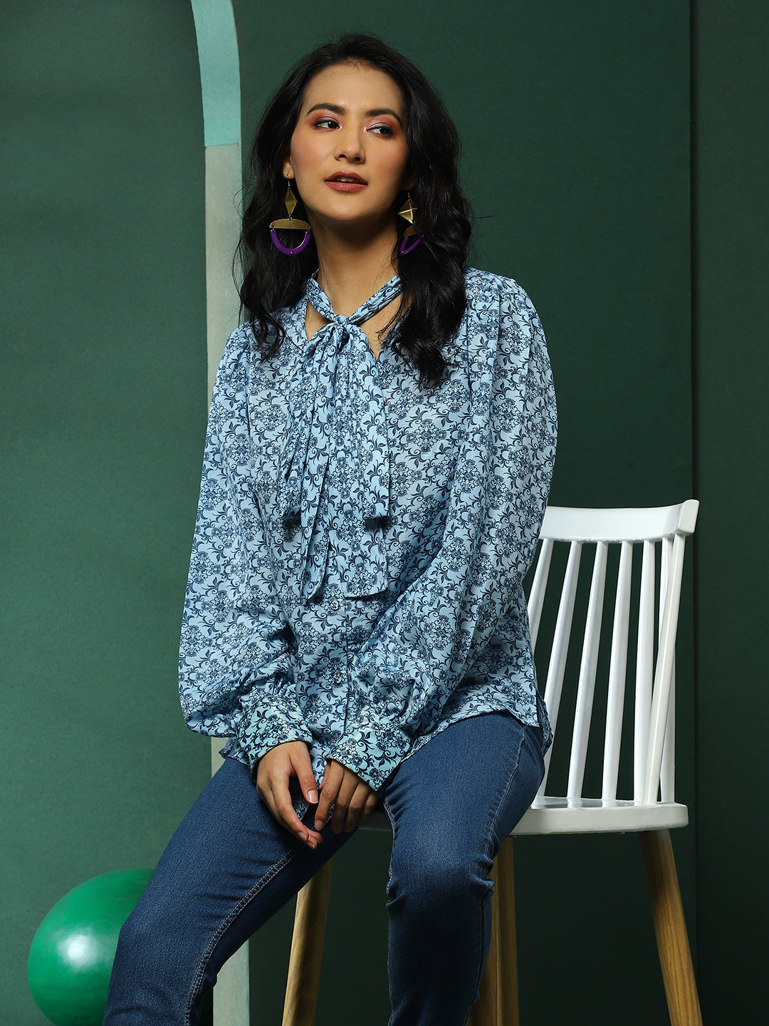 Blue Ethnic Motifs Shirt