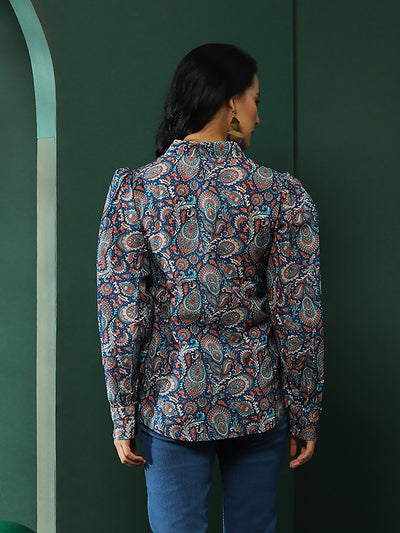 Blue Ethnic Motifs Shirt