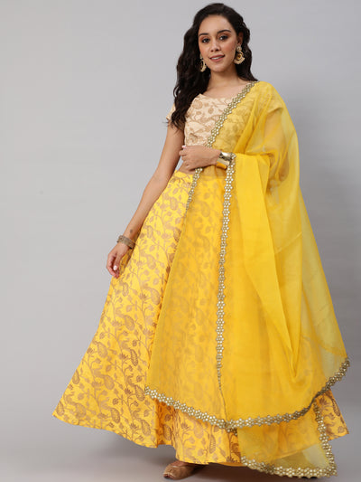 Yellow Lehenga Choli with Dupatta & Potli Bag