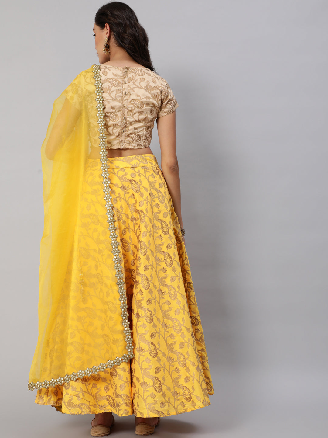 Yellow Lehenga Choli with Dupatta & Potli Bag