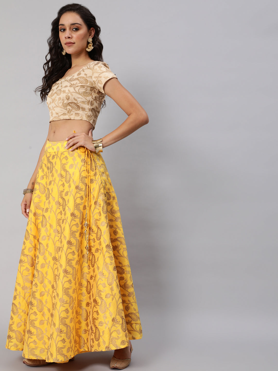 Yellow Lehenga Choli with Dupatta & Potli Bag