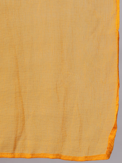 Yellow Sequin Kurta Skirt With Dupatta