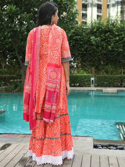 Orange Nyra-Cut Kurta Sharara With Dupatta