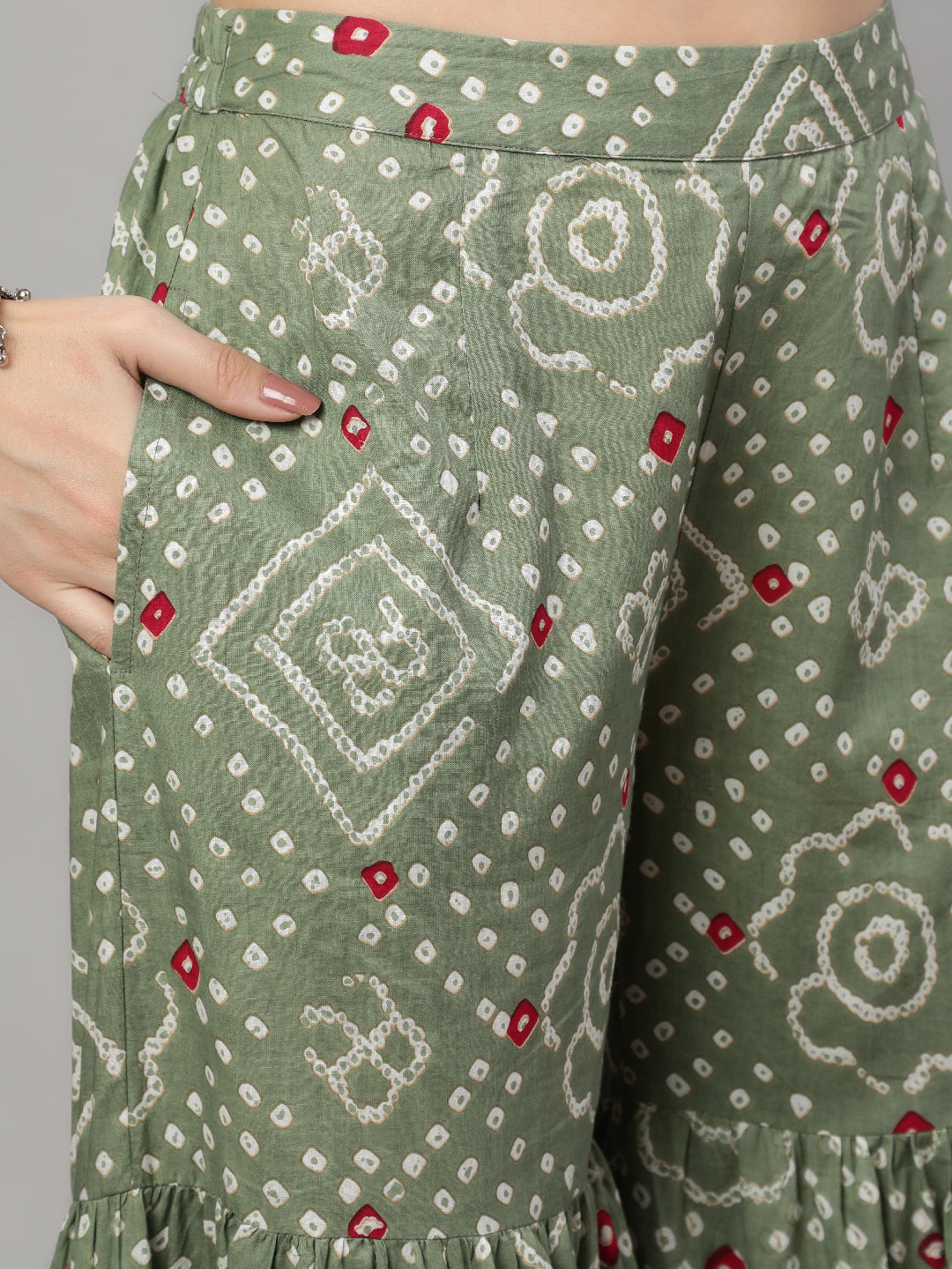 Green Nyra-Cut Kurta Sharara With Dupatta