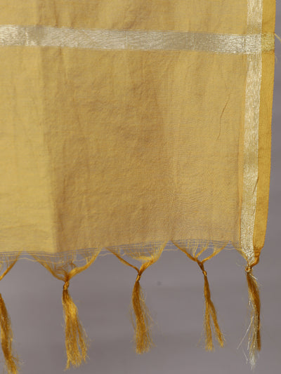 Mustard Embellished Kurta Palazzo With Dupatta