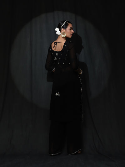 Black Sequin Kurta With Palazzo