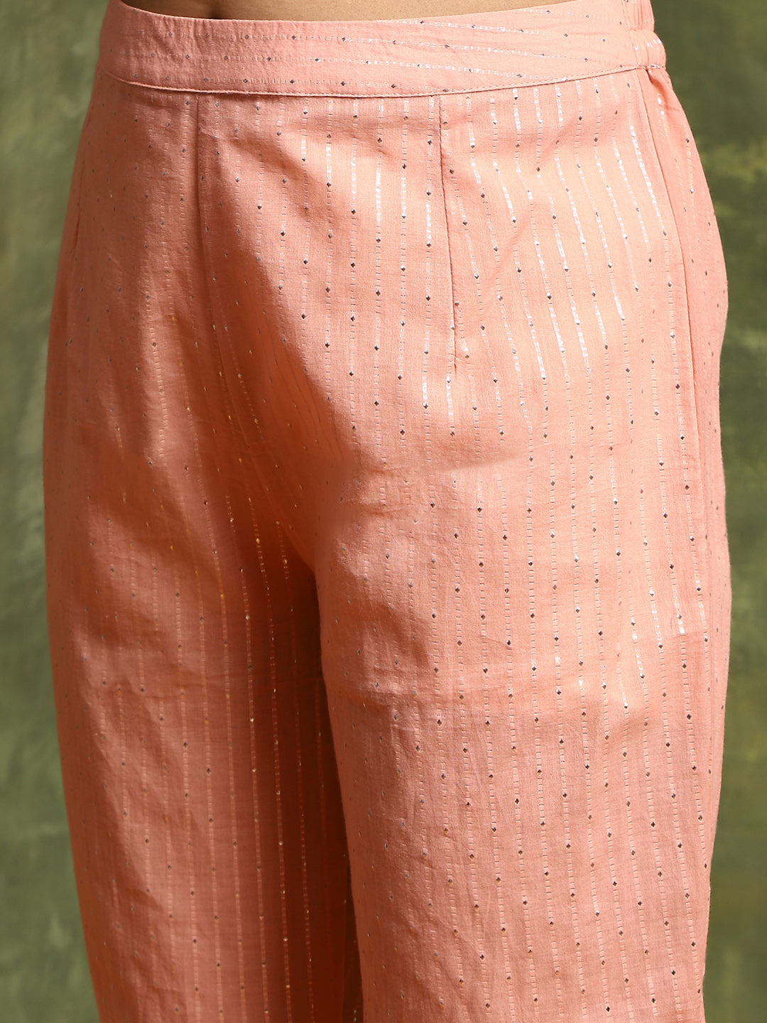 Pink Lurex Designed Flared Co-Ord Set