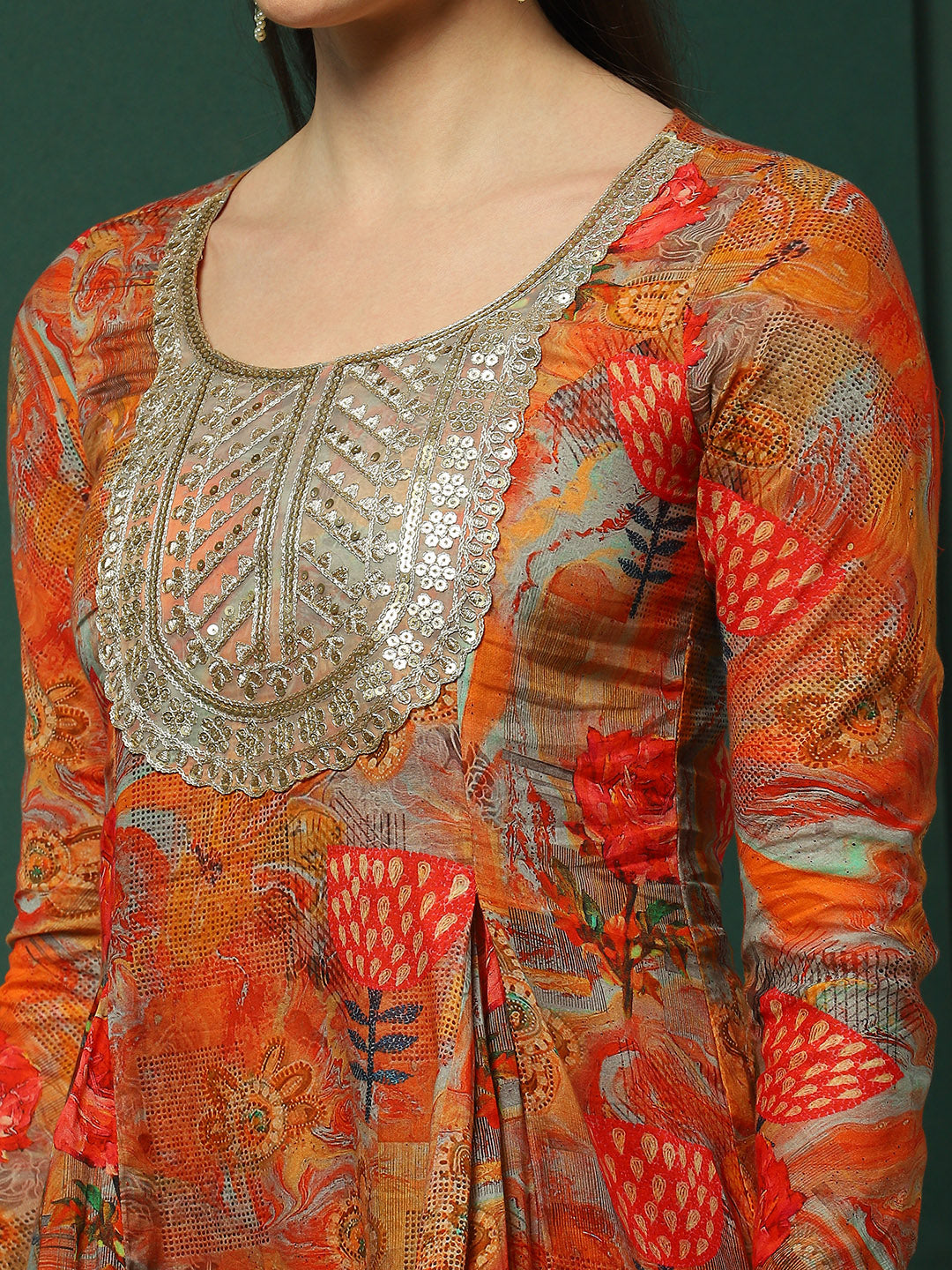 Multicolor Floral Print Kurta Sharara With Dupatta