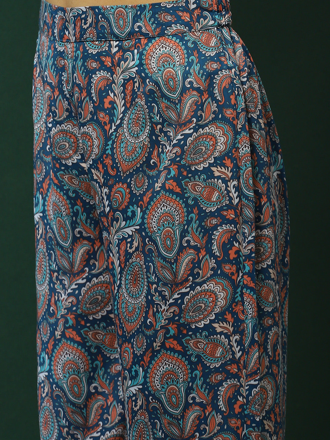 Blue Persian Motif Suit Set with Dupatta