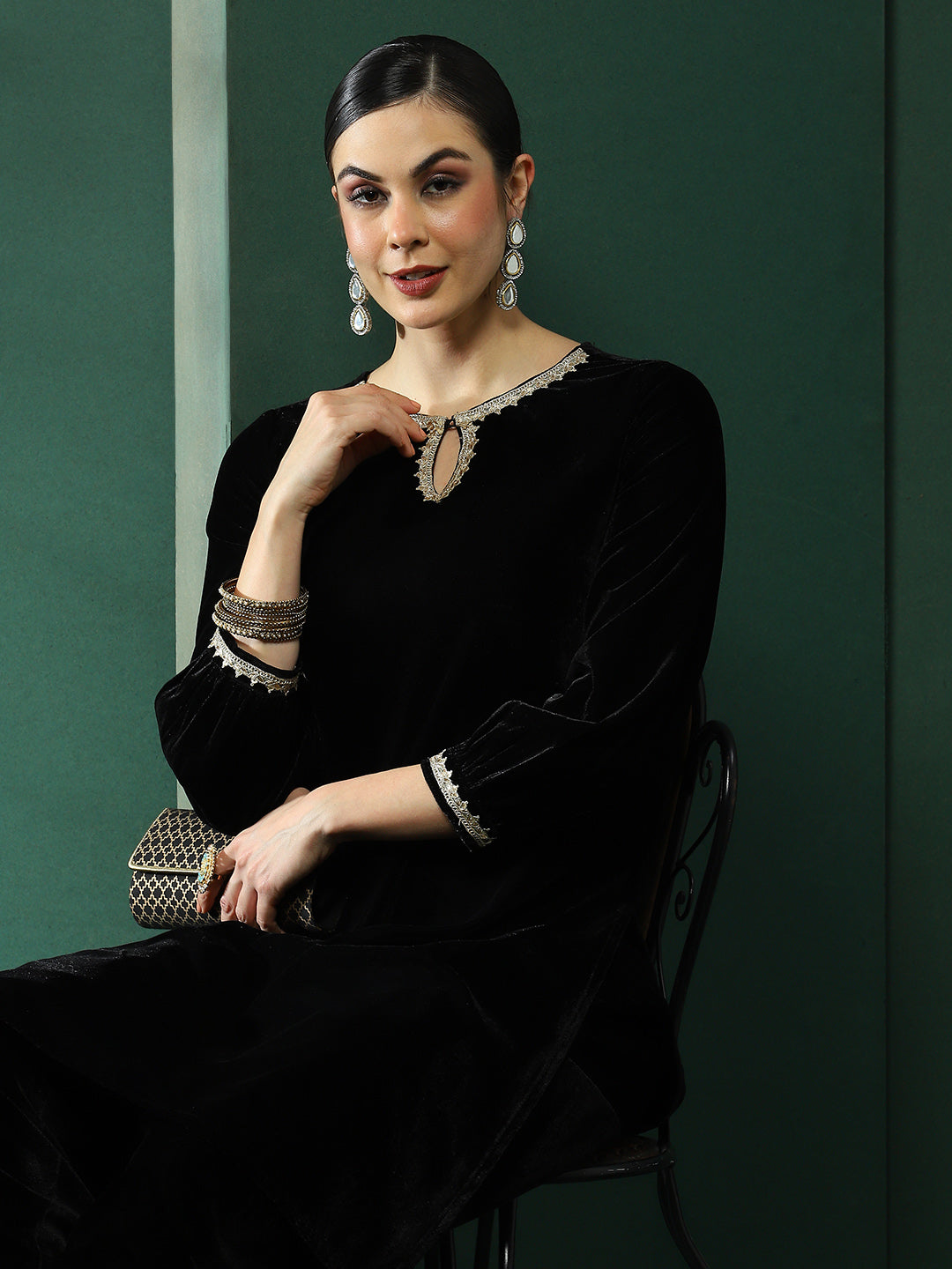 Black Kurta With Pakistani Salwar