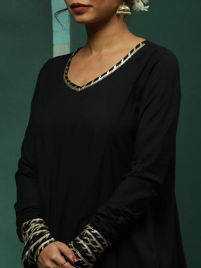 Black Pakistani Kurta Salwar With Embellished Dupatta