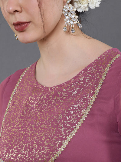 Mauve Gold Foil Print Kurta