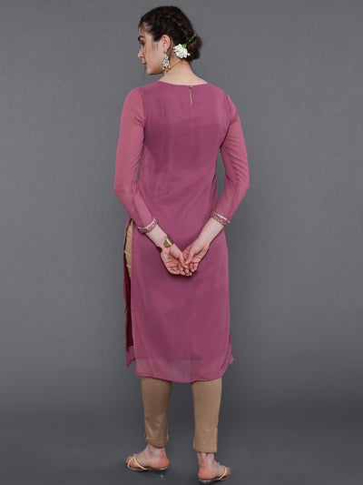 Mauve Gold Foil Print Kurta