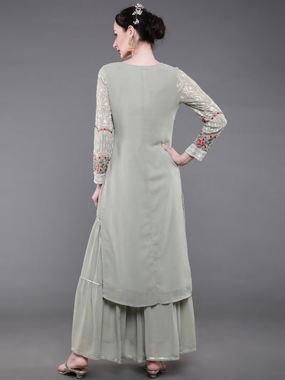 Pastel Green Floral Embroidered Kurta