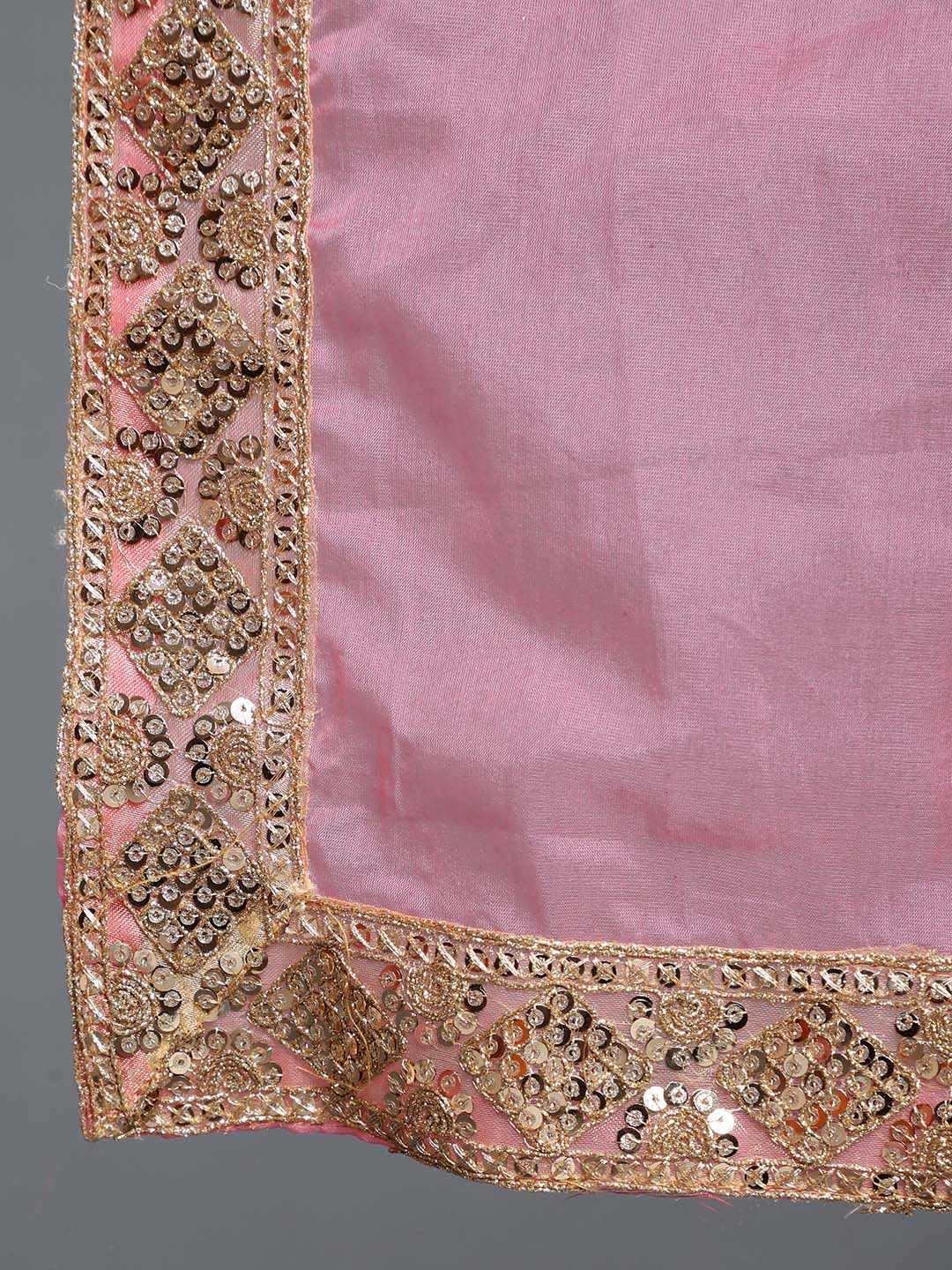 Pink Zari Work Lehenga Choli With Dupatta & Potali Bag