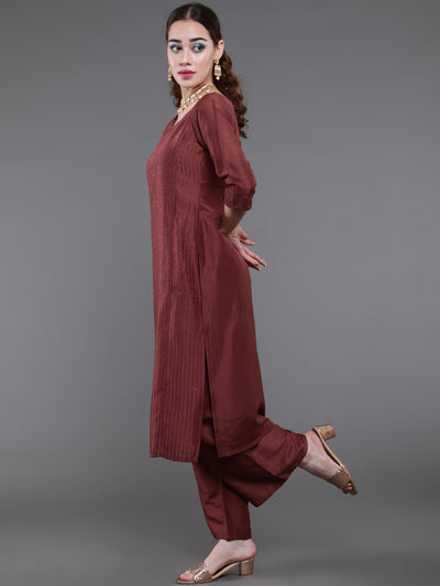 Brown Sequin Kurta Palazzo With Gota Work Dupatta
