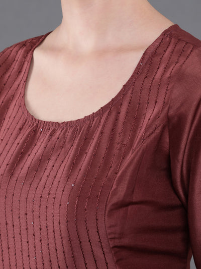 Brown Sequin Kurta Palazzo With Gota Work Dupatta