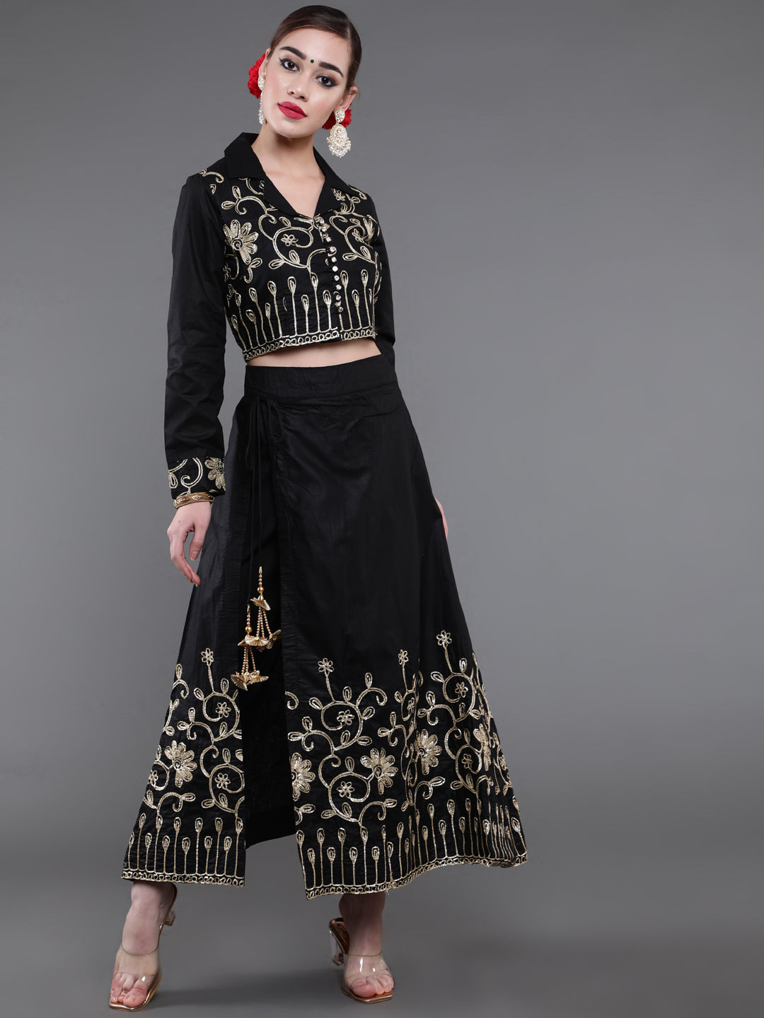 Black Embroidered Lehenga Choli Set