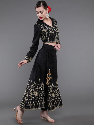 Black Embroidered Lehenga Choli Set