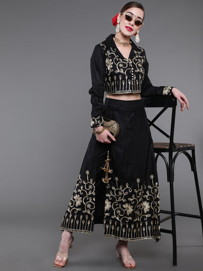 Black Embroidered Lehenga Choli Set