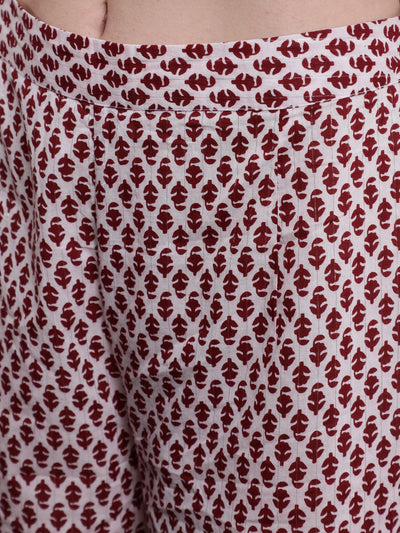 Maroon Ethnic Motif Co Ord Set with Jacket