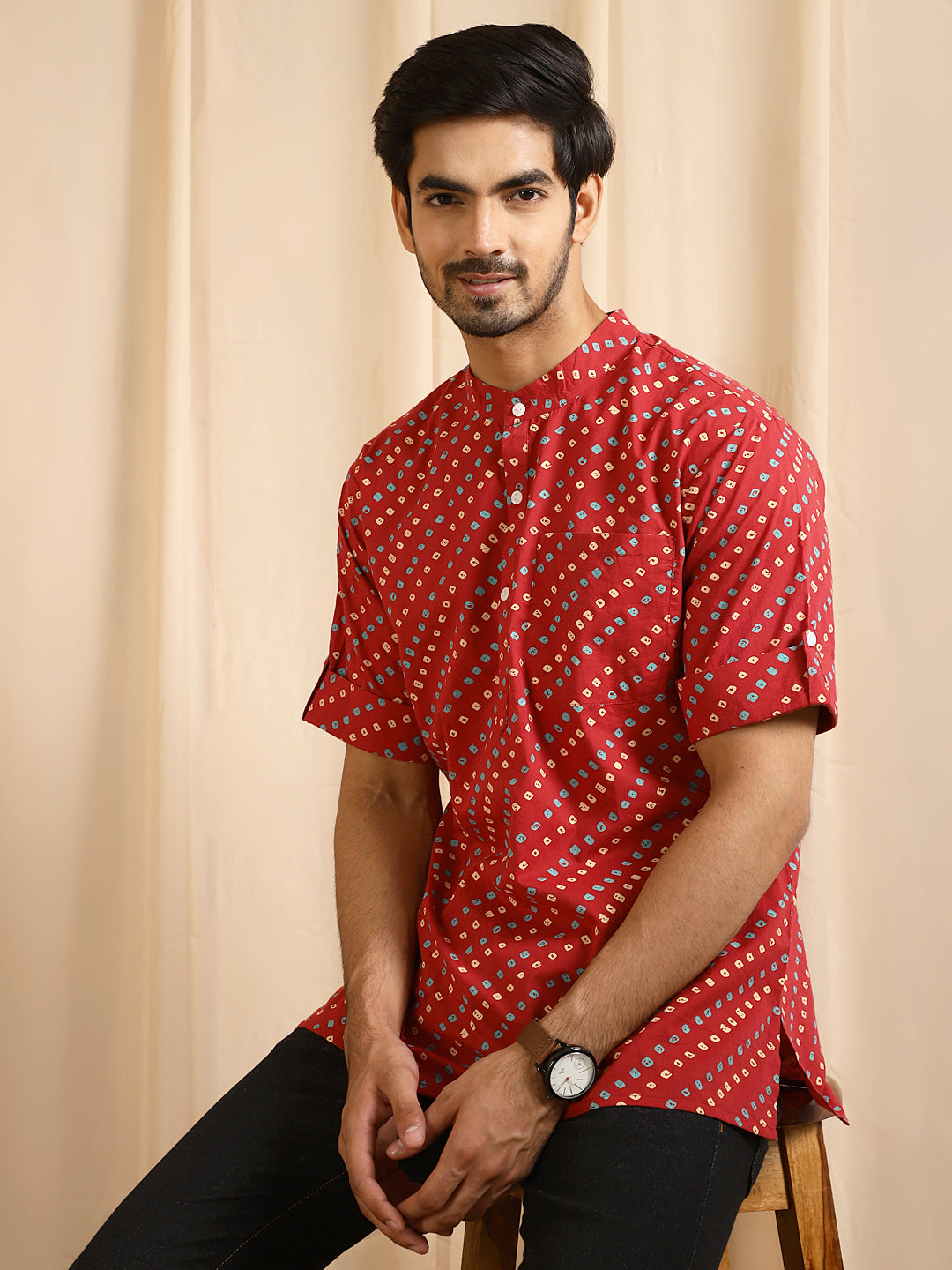 Red Printed Kurta