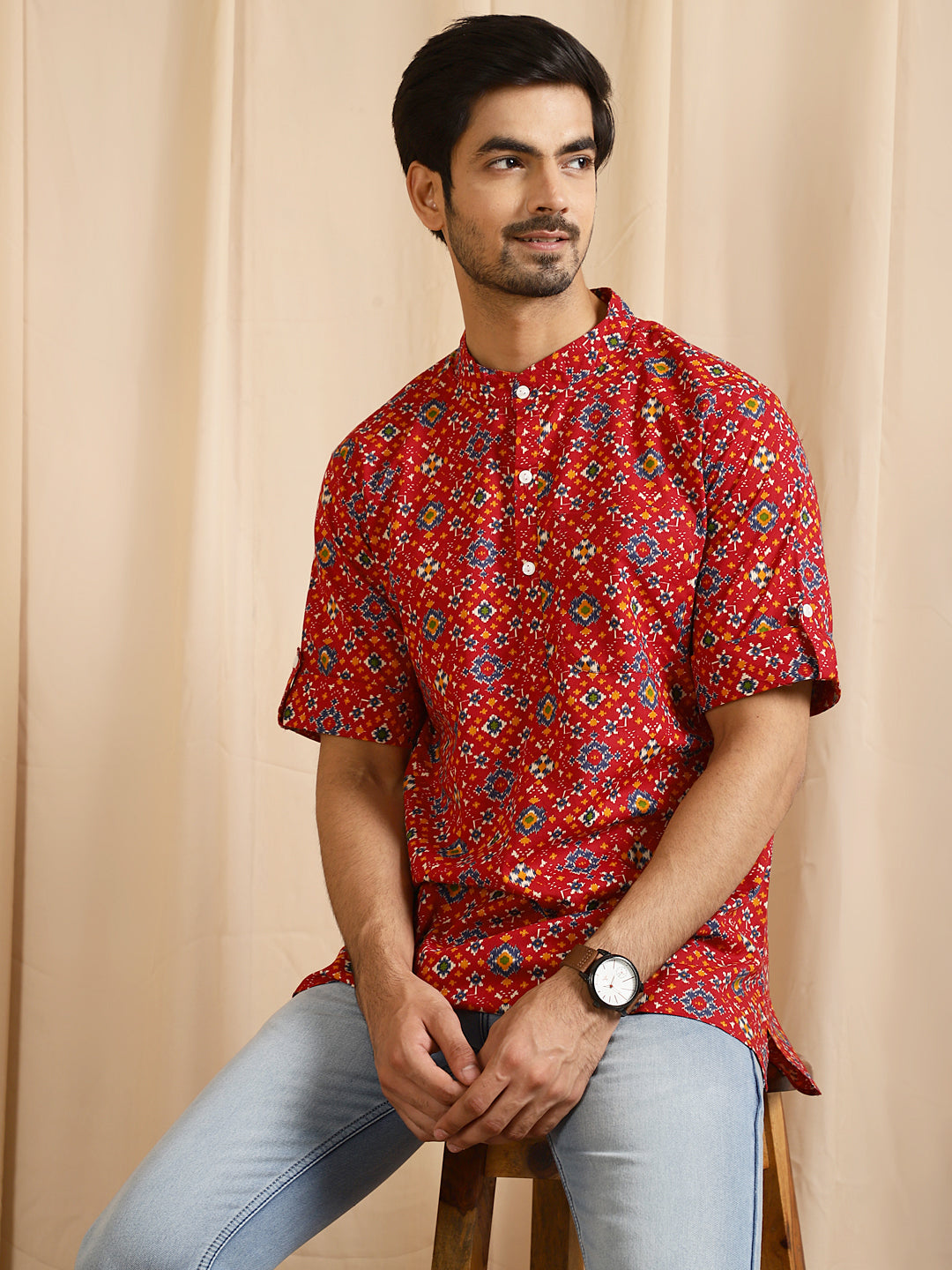 Red Patola Print Kurta